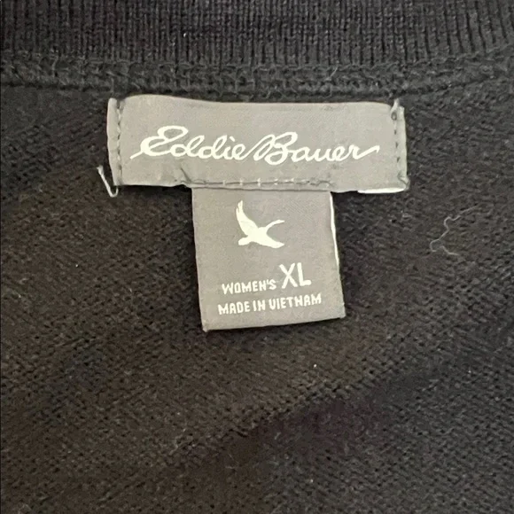 Women’s 3/4 Length Sleeve Eddie Bauer Black Button-Up Sweater Size XL - Picture 4 of 8